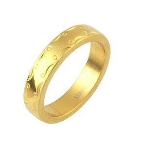贈り物 ステンレスリング アラベスク模様 7号 ゴールドカラー 指輪