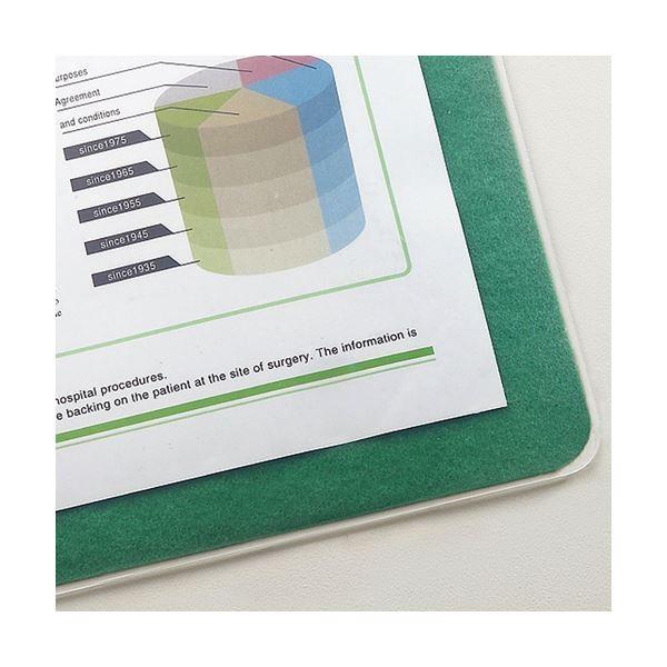 （まとめ） TANOSEE 再生透明オレフィンデスクマット ダブル（下敷付） 600×450mm グリーン 1枚 〔×5セット〕 代引不可