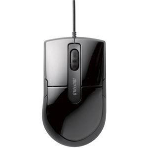 (まとめ) バッファロー 有線BlueLEDマウス 静音 3ボタン Mサイズ ブラック BSMBU26SMBK 1個 〔×3セット〕 代引不可