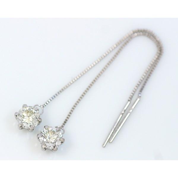 プラチナ 0.6ctダイヤモンドピアス チェーンピアス 代引不可