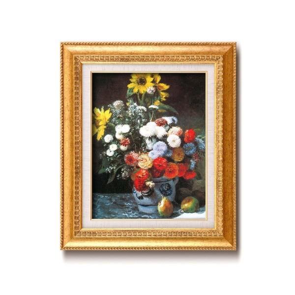 名画額縁/フレームセット 〔F6号〕 ルノワール 「花束」 460×552×55mm 壁掛けひも付き 金フレーム 代引不可