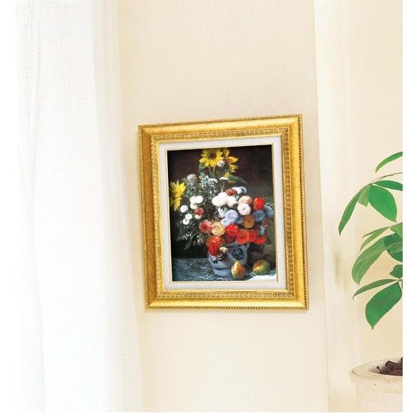 名画額縁/フレームセット 〔F6号〕 ルノワール 「花束」 460×552×55mm 壁掛けひも付き 金フレーム 代引不可_1