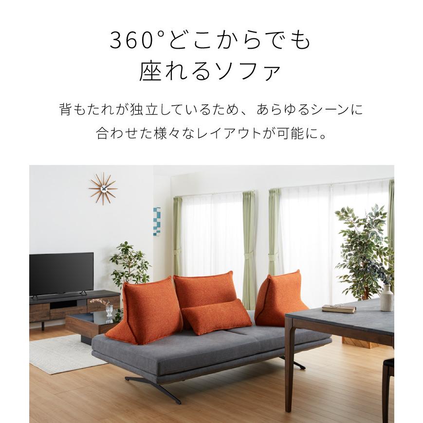 アイランドソファ ソファセット 背もたれクッション×3 幅195 間仕切り 3人掛け 背もたれクッション モダン 脚付き ソファベッド フロアソファ 代引不可 | ブランド登録なし | 07