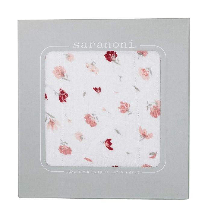 saranoni サラノニ バンブーモスリン4重キルト ピンクポージー CON-SNQ-02537