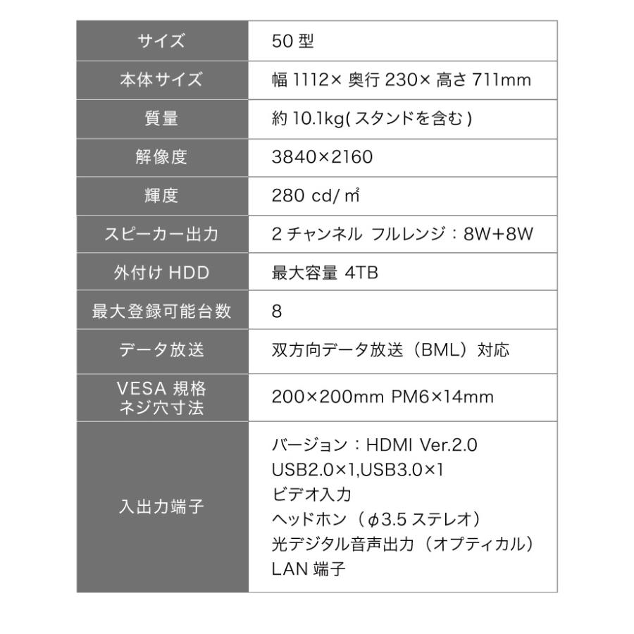 simplus 50型 4K対応 TV 3波Wチューナー ベゼルレス フレームレス フルハイビジョン 液晶テレビ シンプラス テレビ SP-50TV01｜rcmdse｜04