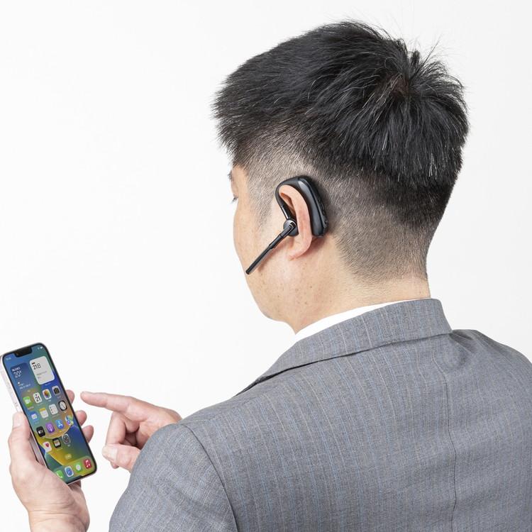 サンワサプライ メーカー直送 Bluetoothヘッドセット デュアルマイクノイズキャンセル搭載 スマートフォン マイクミュート 耳にフィット MM-BTMH68BK 代引不可｜rcmdse｜04