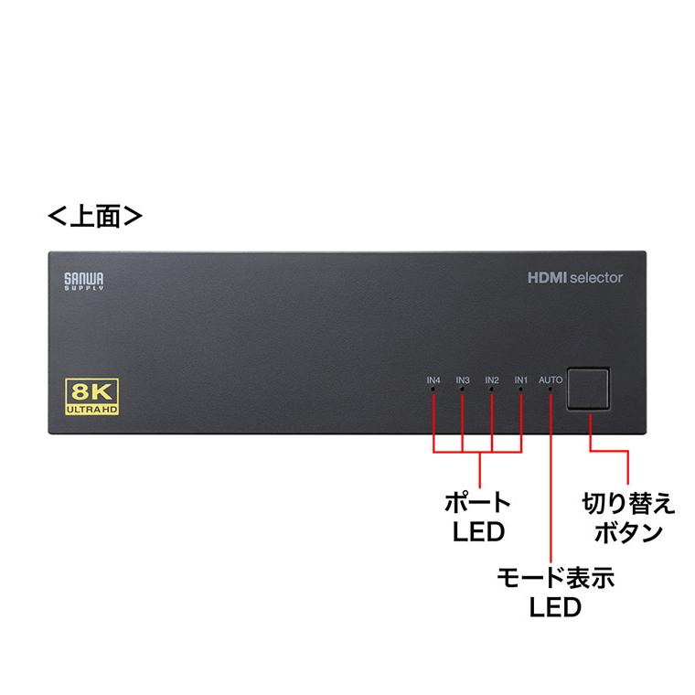 サンワサプライ 8K・HDR・HDCP2.3対応HDMI切替器 4入力・1出力 HDMI切替器 Nintendo Switch PlayStation 自動切換えモード 完全手動切替モード 2way 代引不可_13