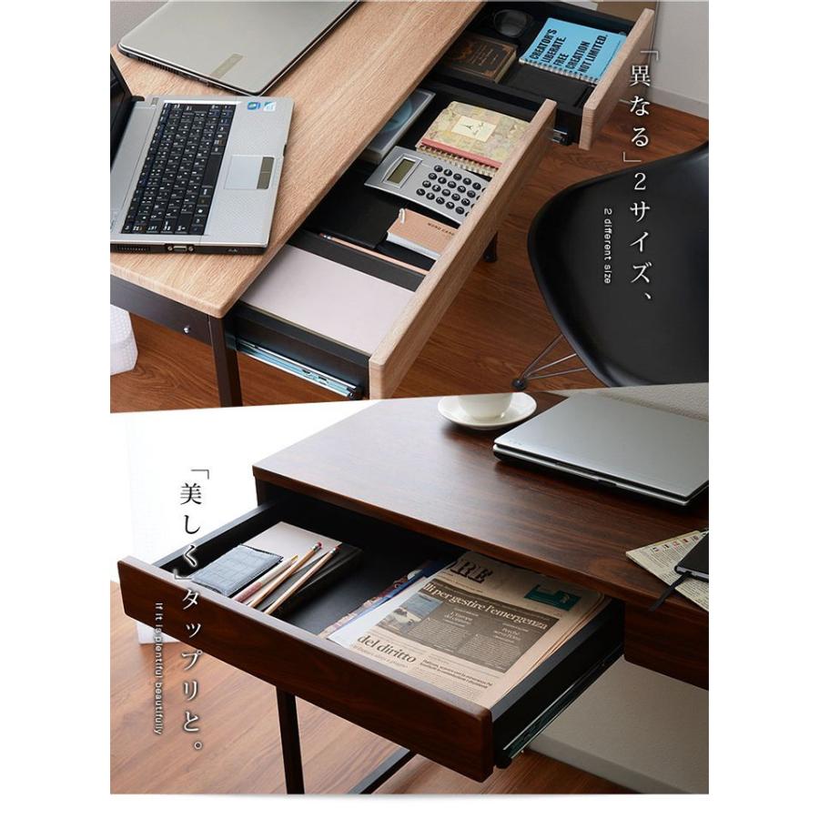 引き出し2杯付き デスク 90×45cm パソコンデスク 引き出し付き 木製 机
