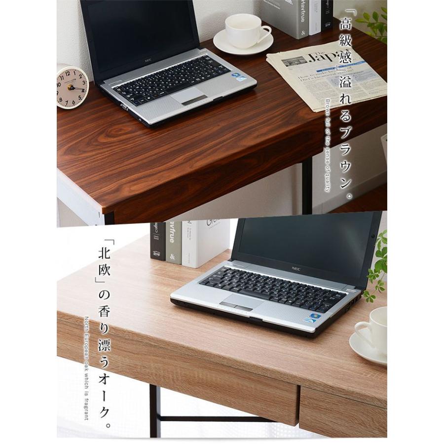 引き出し2杯付き デスク 90×45cm パソコンデスク 引き出し付き 木製 机