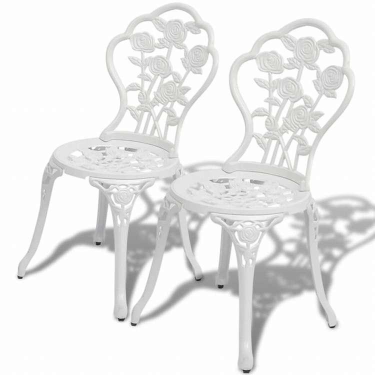 vidaXL ビストロ 3点セット アルミ鋳物 ホワイト家具 アウトドア家具 屋外家具セット 代引不可_3