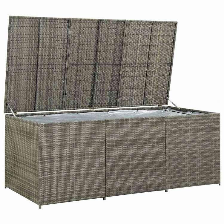 vidaXL ガーデン収納ボックス ポリラタン製 180x90x70 cm グレー 家具 アウトドア家具 屋外収納ボックス_2