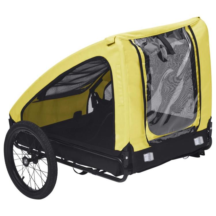 vidaXL 自転車用ペットトレーラー イエロー ブラックAnimals   Pet Suppliesペット用品ペットカート 代引不可_4