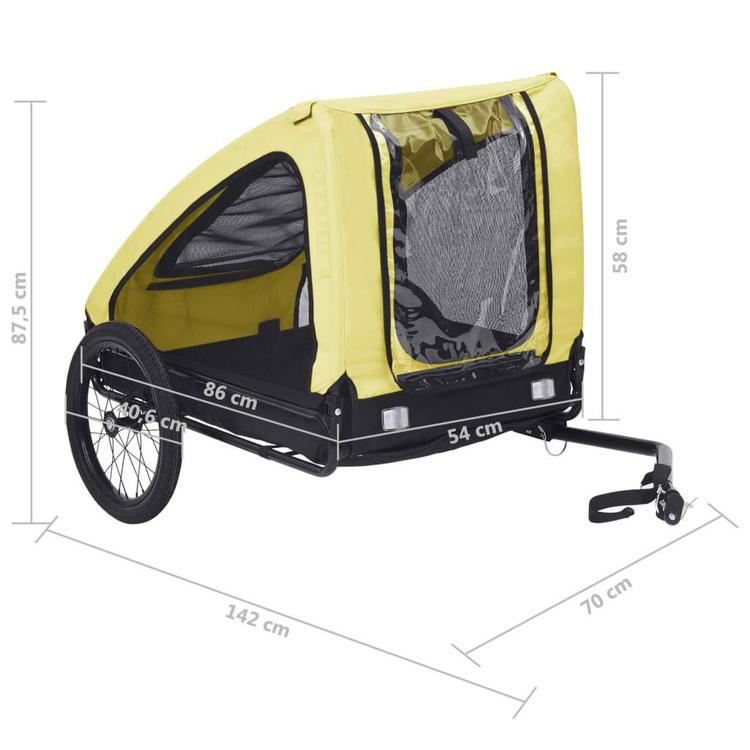 vidaXL 自転車用ペットトレーラー イエロー ブラックAnimals   Pet Suppliesペット用品ペットカート 代引不可_8