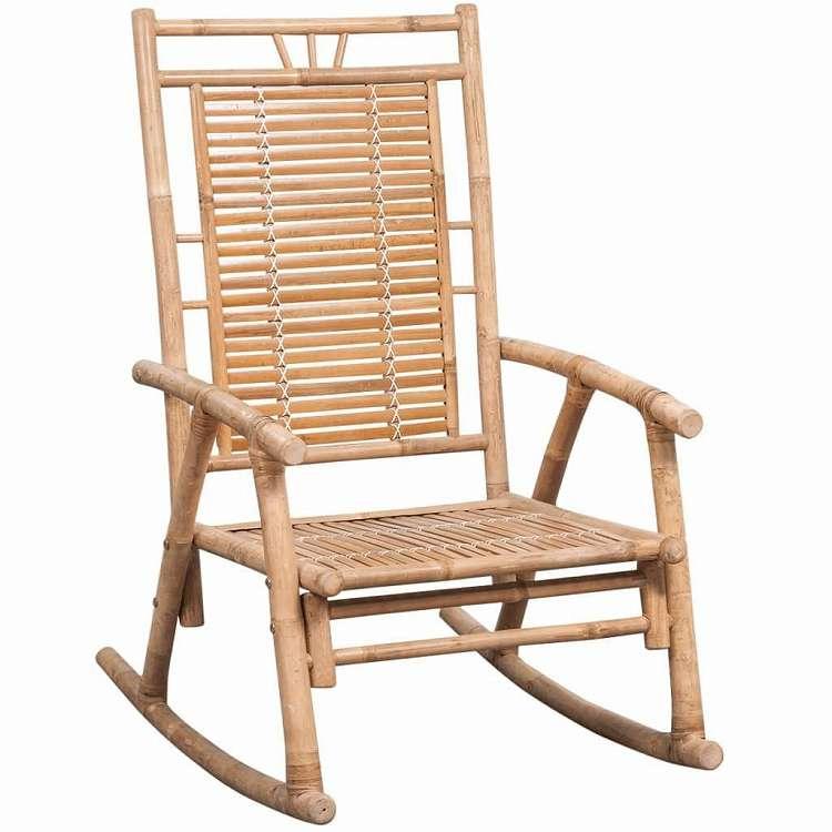vidaXL ロッキングチェア クッション付き 竹 家具 アウトドア家具 屋外