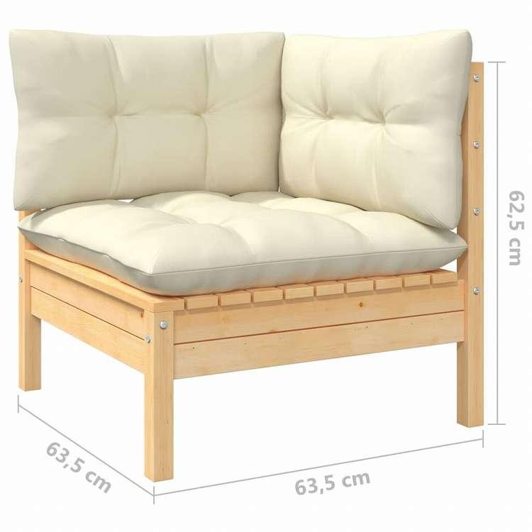 vidaXL ガーデンラウンジセット 3点 クリームクッション付き 無垢のパイン材家具 アウトドア家具 屋外椅子 屋外用組み合わせソファセット 代引不可_7