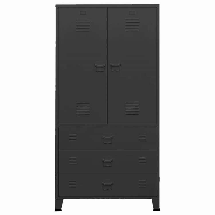vidaXL インダストリアルワードローブ ブラック 90x50x180 cm メタル 家具 キャビネット 収納 戸棚・ワードローブ 代引不可の画像