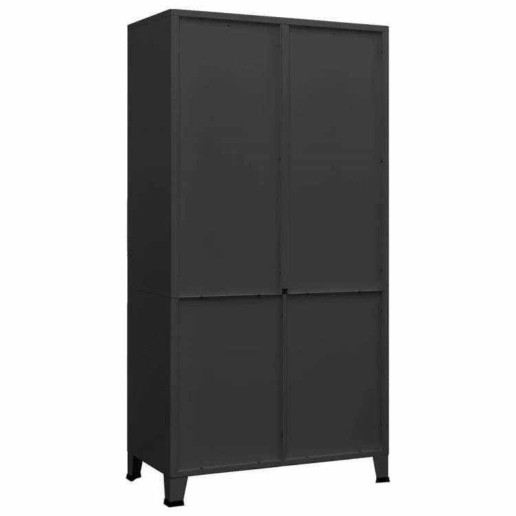 vidaXL インダストリアルワードローブ ブラック 90x50x180 cm メタル 家具 キャビネット 収納 戸棚・ワードローブ 代引不可の画像