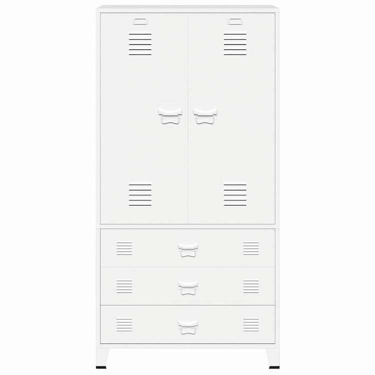 vidaXL インダストリアルワードローブ ホワイト 90x50x180 cm メタル 家具 キャビネット 収納 戸棚・ワードローブ 代引不可の画像