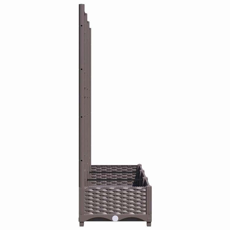 vidaXL ガーデンプランター トレリス付き ブラウン 120x40x121.5 cm PP ホーム ガーデン 芝 ガーデン ガーデニング 鉢植え・プランター 代引不可の画像