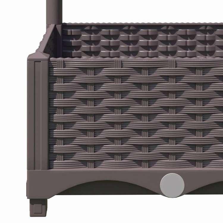 vidaXL ガーデンプランター トレリス付き ブラウン 120x40x121.5 cm PP ホーム ガーデン 芝 ガーデン ガーデニング 鉢植え・プランター 代引不可の画像