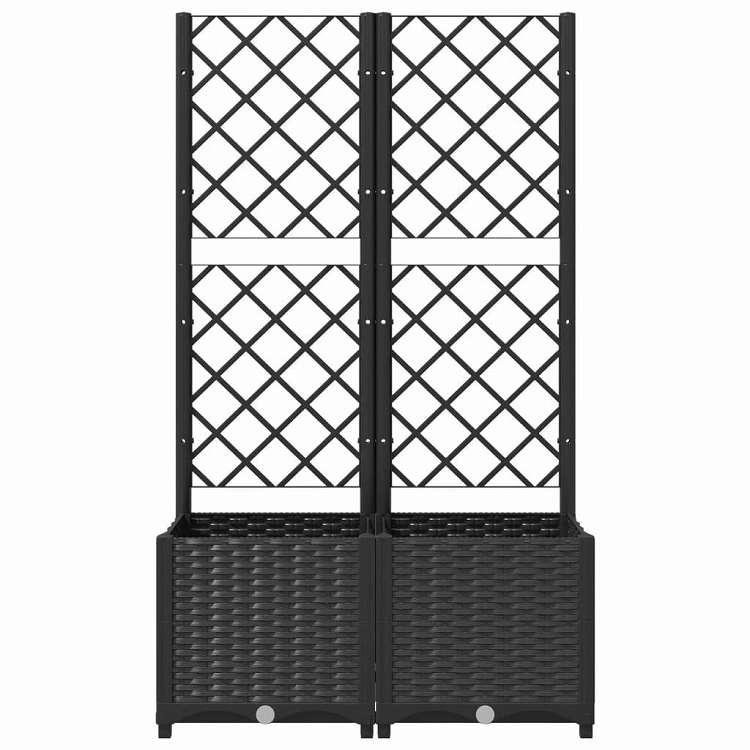 vidaXL ガーデンプランター トレリス付き ブラック 80x40x136 cm PP ホーム ガーデン 芝 ガーデン ガーデニング 鉢植え・プランター 代引不可の画像