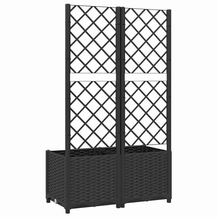 vidaXL ガーデンプランター トレリス付き ブラック 80x40x136 cm PP ホーム ガーデン 芝 ガーデン ガーデニング 鉢植え・プランター 代引不可の画像