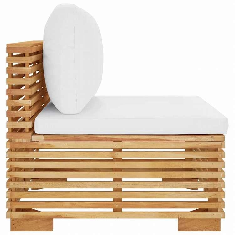 ガーデンミドルソファ クリームクッション付 チーク無垢材家具 アウトドア家具 屋外椅子 屋外用組み合わせソファセット 【myBalconia】 代引不可