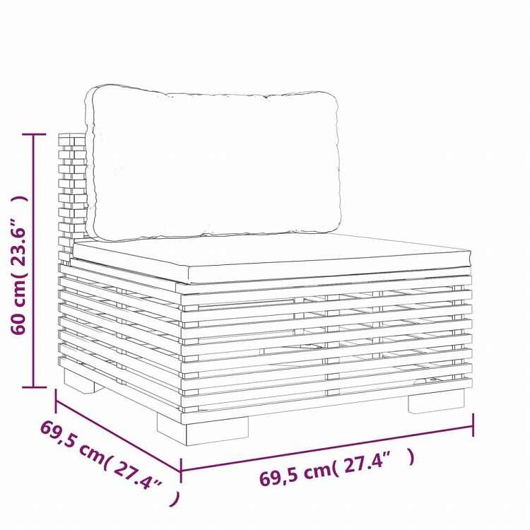 ガーデンミドルソファ クリームクッション付 チーク無垢材家具 アウトドア家具 屋外椅子 屋外用組み合わせソファセット 【myBalconia】 代引不可