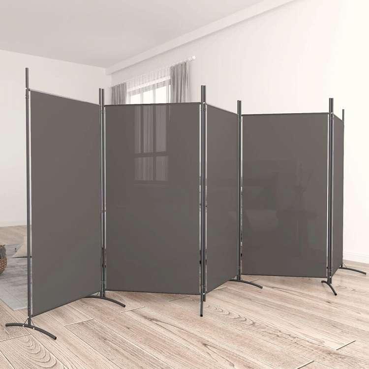 vidaXL 5パネルルームディバイダー アンスラサイト 433x180 cm ファブリック 家具 間仕切り 代引不可_1