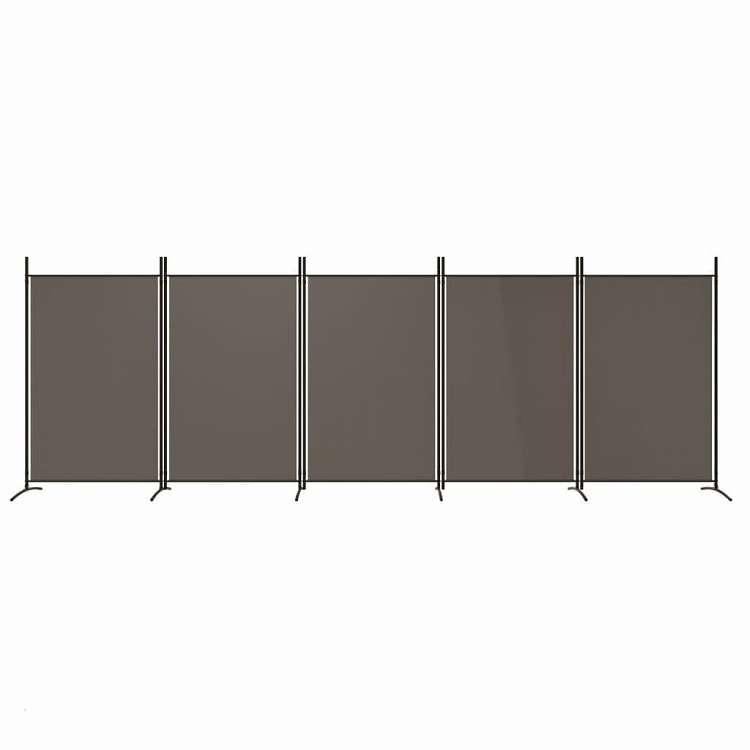 vidaXL 5パネルルームディバイダー アンスラサイト 433x180 cm ファブリック 家具 間仕切り 代引不可_2