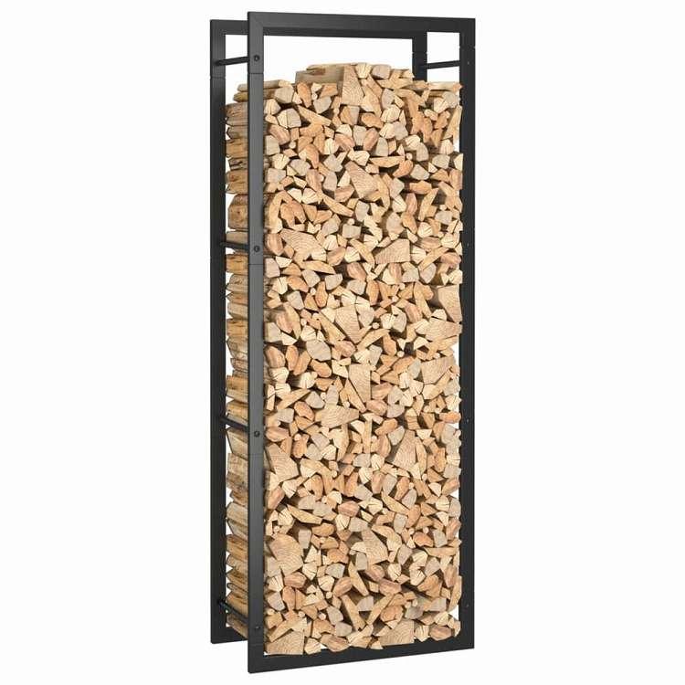 vidaXL 薪ラック ブラック 50x28x132cm スチール製ホーム ガーデン 暖炉・木製ストーブ用品 丸太ラック・キャリーバッグ 代引不可_4