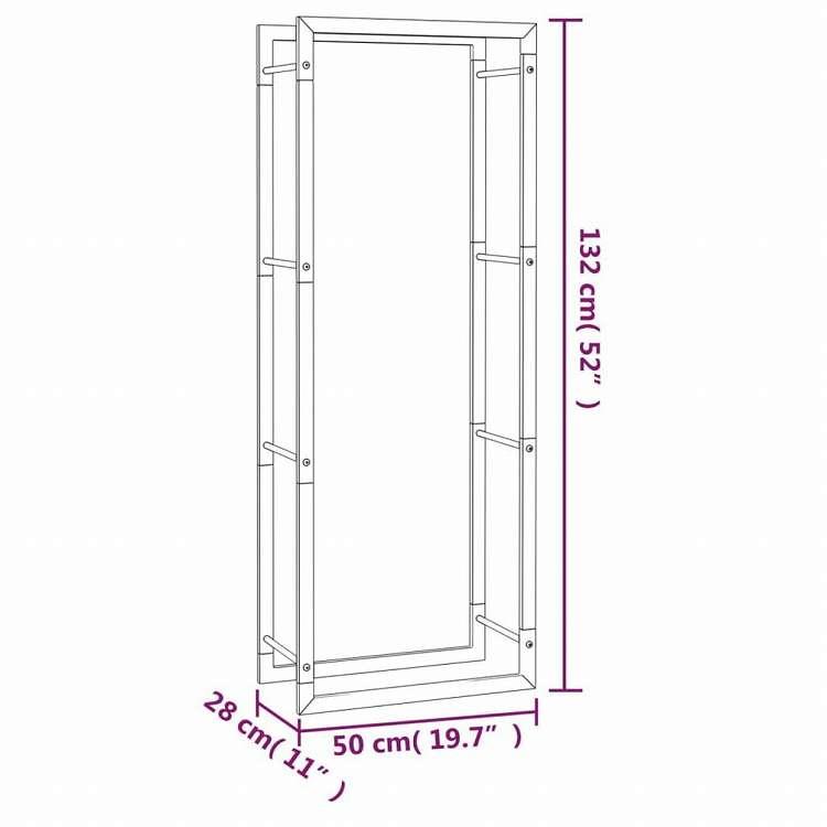 vidaXL 薪ラック ブラック 50x28x132cm スチール製ホーム ガーデン 暖炉・木製ストーブ用品 丸太ラック・キャリーバッグ 代引不可_5