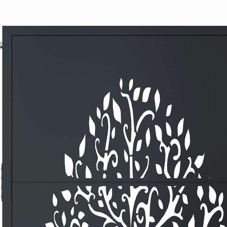 vidaXL ガーデンゲート アンスラサイト 100x125 cm スチールツリーデザイン ハードウェア フェンス バリア ゲート 代引不可_5