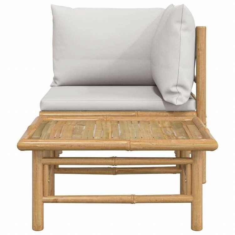 vidaXL ガーデンラウンジ2点セット ライトグレークッション付き 竹製家具 アウトドア家具 屋外椅子 屋外用組み合わせソファセット 代引不可_2