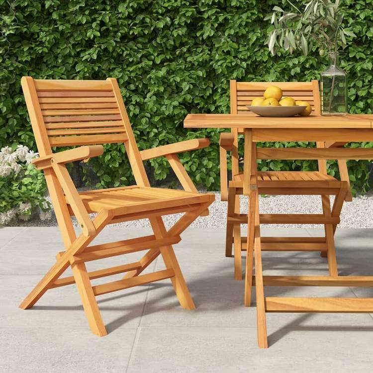 vidaXL 折りたたみガーデンチェア 2点 55x62x90 cm チーク無垢材家具 アウトドア家具 屋外椅子 アウトドアベンチチェア 代引不可