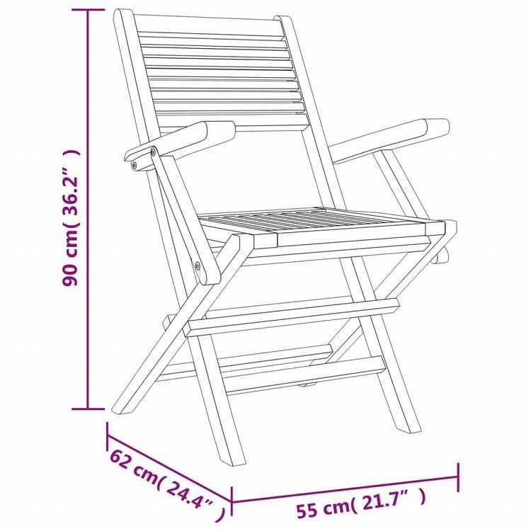 vidaXL 折りたたみガーデンチェア 2点 55x62x90 cm チーク無垢材家具 アウトドア家具 屋外椅子 アウトドアベンチチェア 代引不可
