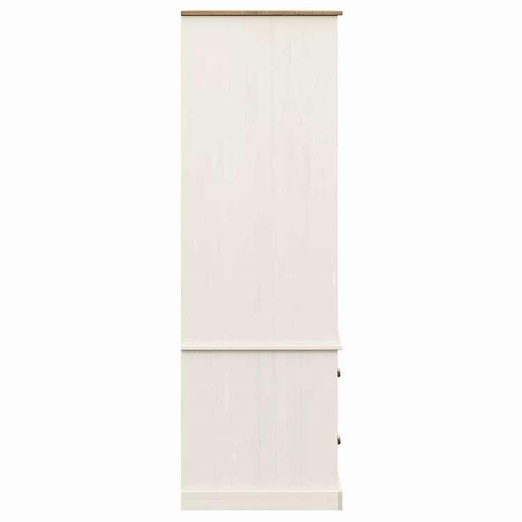 vidaXL ワードローブ VIGO ホワイト 90x55x170 cm 無垢材 パイン材 家具 キャビネット 収納 戸棚・ワードローブ 代引不可の画像