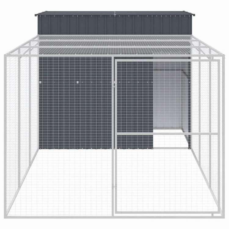 vidaXL ドッグハウス ラン付き アンスラサイト 214x457x181 cm 亜鉛メッキ鋼 動物 ペット用品 ペット用品 犬用品 ドッグハウス 代引不可_2