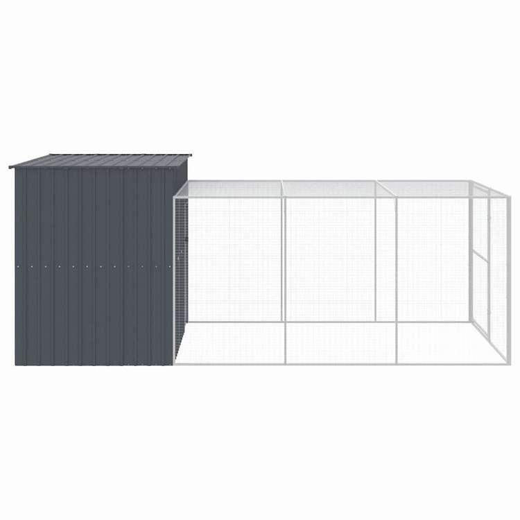 vidaXL ドッグハウス ラン付き アンスラサイト 214x457x181 cm 亜鉛メッキ鋼 動物 ペット用品 ペット用品 犬用品 ドッグハウス 代引不可_3