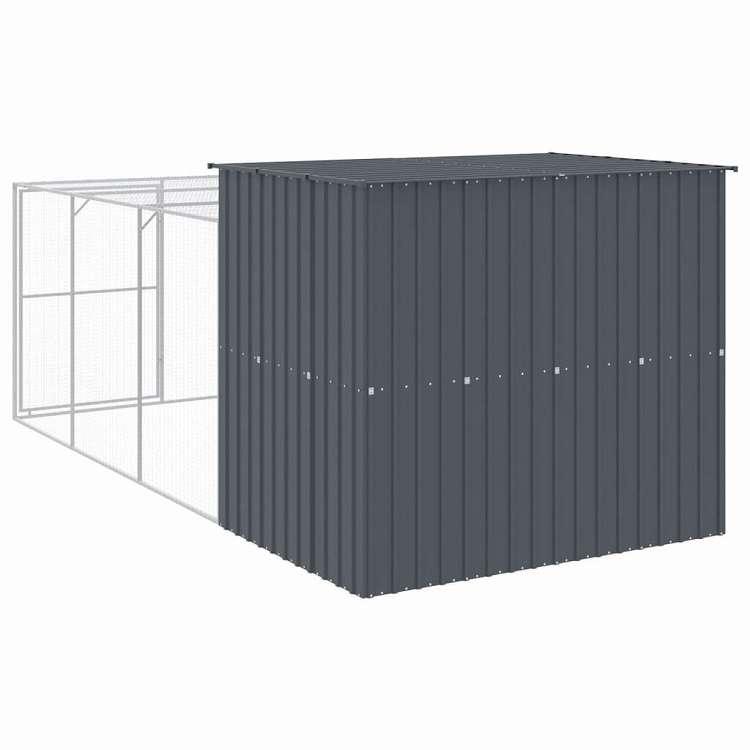 vidaXL ドッグハウス ラン付き アンスラサイト 214x457x181 cm 亜鉛メッキ鋼 動物 ペット用品 ペット用品 犬用品 ドッグハウス 代引不可_4