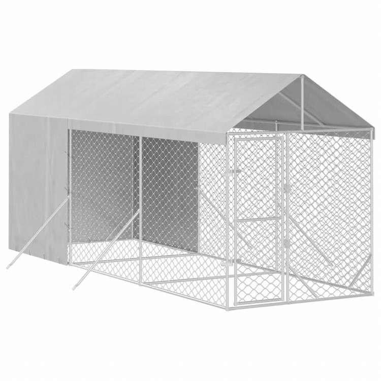 vidaXL 屋外犬小屋 屋根付き シルバー 2x6x2.5 m 亜鉛メッキ鋼製Animals Pet Supplies ペット用品 犬用品 犬小屋・ドッグラン 代引不可_2