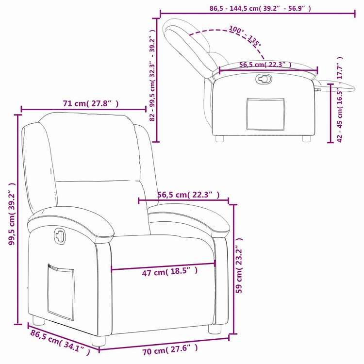 vidaXL リクライニングチェア クリームベルベット 家具 チェア アームチェア・リクライニングチェア・スリーピングチェア 代引不可_10