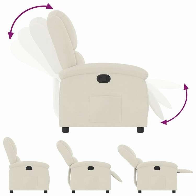 vidaXL リクライニングチェア クリームベルベット 家具 チェア アームチェア・リクライニングチェア・スリーピングチェア 代引不可_5