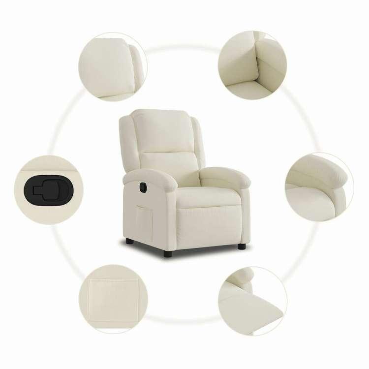 vidaXL リクライニングチェア クリームベルベット 家具 チェア アームチェア・リクライニングチェア・スリーピングチェア 代引不可_6