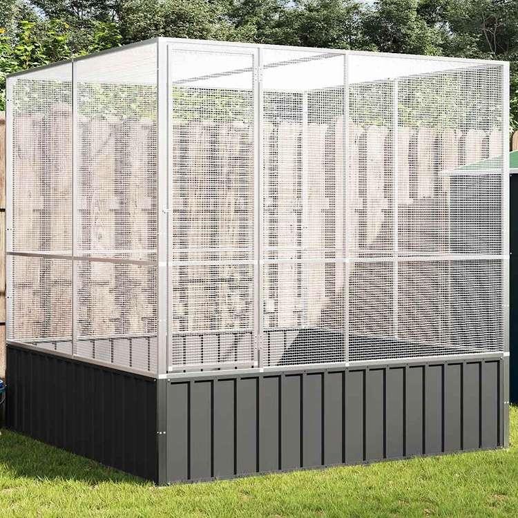 vidaXL 鳥小屋 シルバー 211x207x212 cm スチール 動物 ペット用品 ペット用品 鳥用品 取りかご・スタンド 代引不可_1