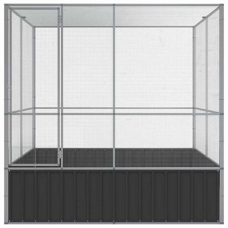 vidaXL 鳥小屋 シルバー 211x207x212 cm スチール 動物 ペット用品 ペット用品 鳥用品 取りかご・スタンド 代引不可_3