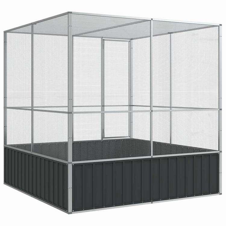 vidaXL 鳥小屋 シルバー 211x207x212 cm スチール 動物 ペット用品 ペット用品 鳥用品 取りかご・スタンド 代引不可_5