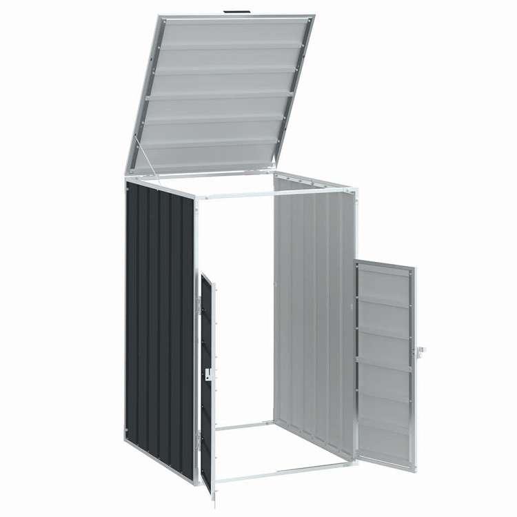 vidaXL ホイール付きビン収納 シングルビン用 アンスラサイト 72x81x115 cm スチール ホーム ガーデン 家事用品 廃棄物処理用品 代引不可_3