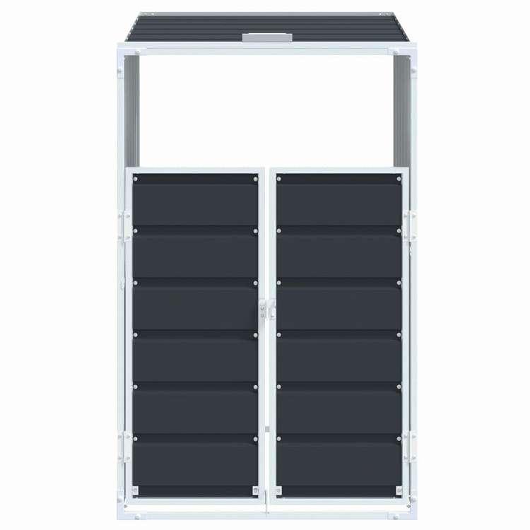 vidaXL ホイール付きビン収納 シングルビン用 アンスラサイト 72x81x115 cm スチール ホーム ガーデン 家事用品 廃棄物処理用品 代引不可_4