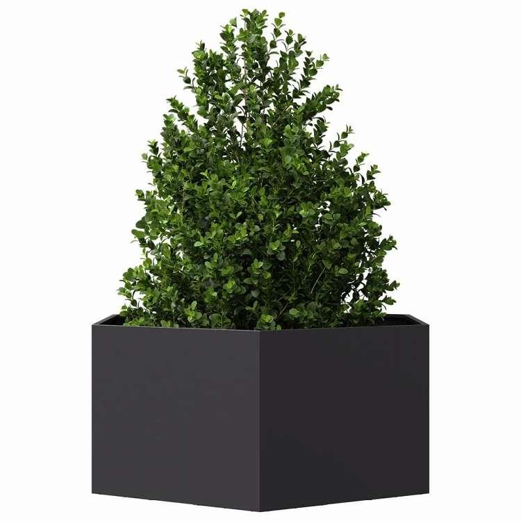 vidaXL ガーデンプランター ブラック 六角形 104x90x45 cm スチール ホーム ガーデン 芝 ガーデン ガーデニング 鉢植え・プランター 代引不可の画像